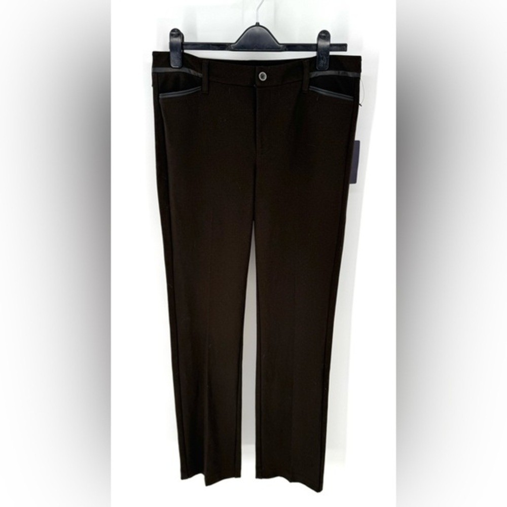 NYDJ chocolate brown trousers w/ leather accent Trousers dress pants size 10 NWT